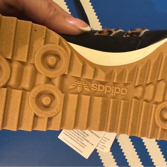 Adidas Black and Leopard Print Women's Athletic Shoes - Picture 3 of 6